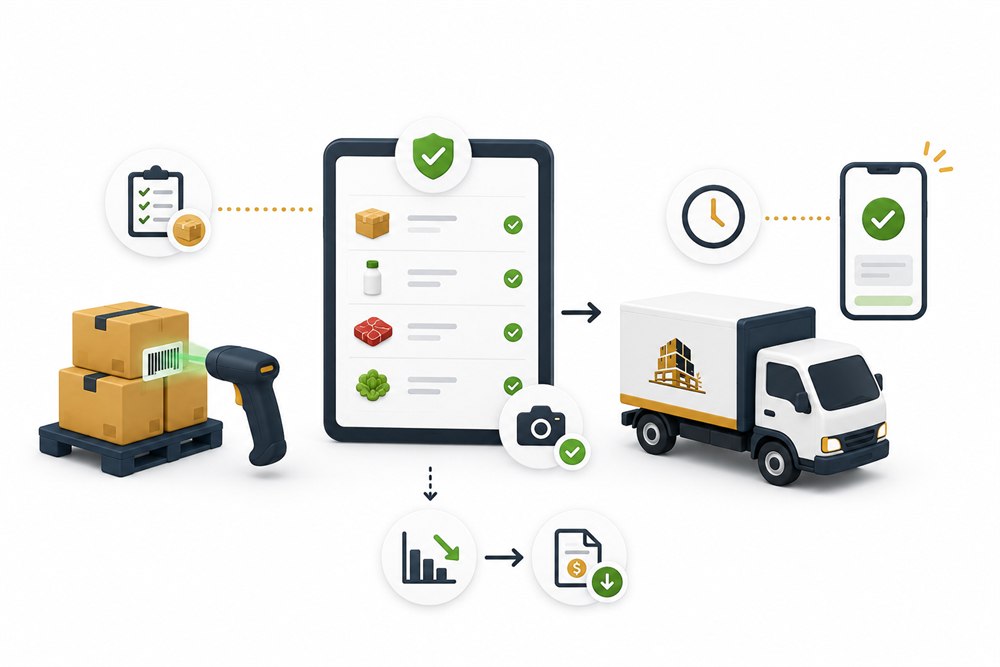 Loading checked by barcode and photo against the order